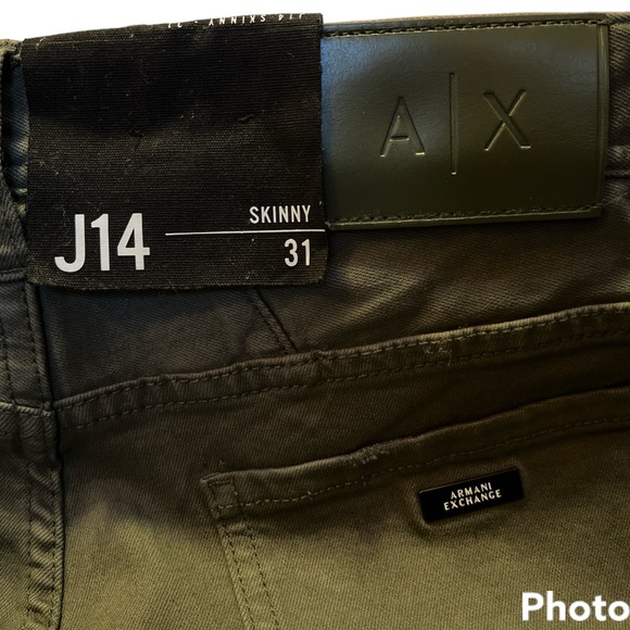 NEW!!! Armani Exchange J14 skinny jeans in olive green size 31. - Picture 10 of 12
